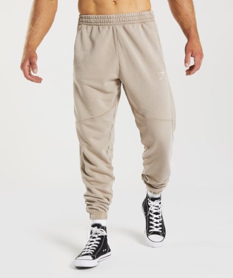 Men's Gymshark Power Washed Jogger Beige | NZ 0WTBIU